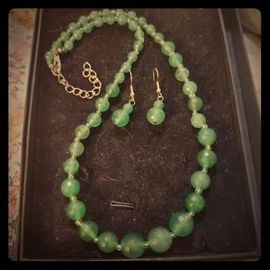 Jade Earrings and Pearl Necklace